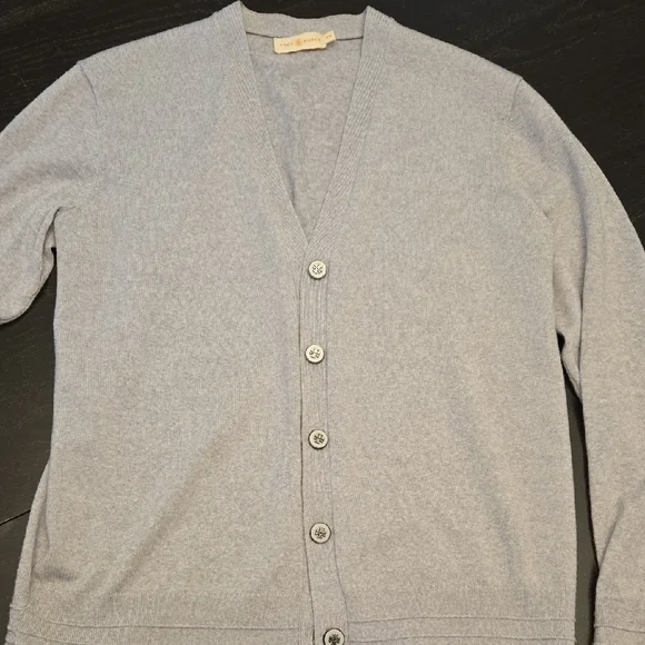 Tory Burch Gray V-Neck Knit Sweater. Used. Good Condition. - Picture 2 of 6